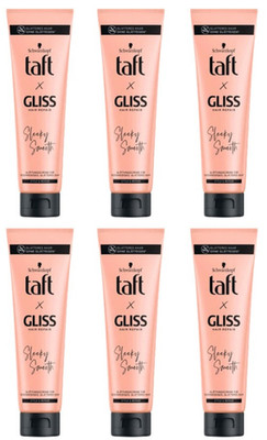 6x Schwarzkopf Taft x Gliss Glättungscreme Sleeky Smooth Anti-Frizz-Schutz,150ml