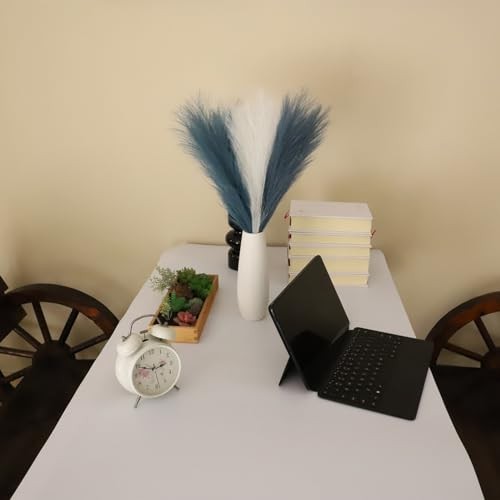 Faux Pampas Grass 6 Stems Decor 18Inch Fluffy Artificial Short Faux Blue White - Bild 7 von 7