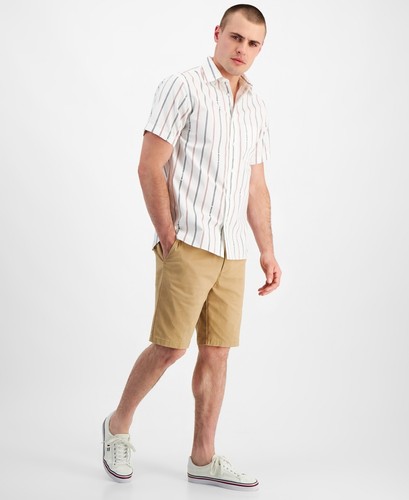 Camisa Tommy Hilfiger Abotonada Para Hombre Talla 2XL Doble Raya Blanca Antigua - Imagen 8 de 8