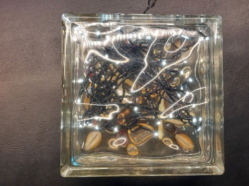 Vintage Industrial Glass Block Seashell Starfish Lighted Lamp w/ LED Lights - Picture 5 of 7