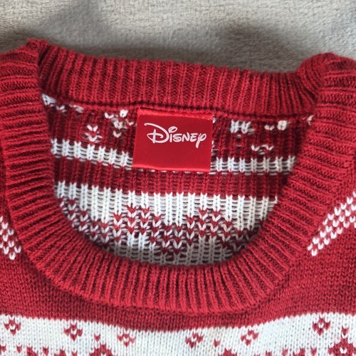 ​Disney L Large Mickey Mouse Christmas Sweater Ugly Fair Isle Red White Holiday - Picture 2 of 6