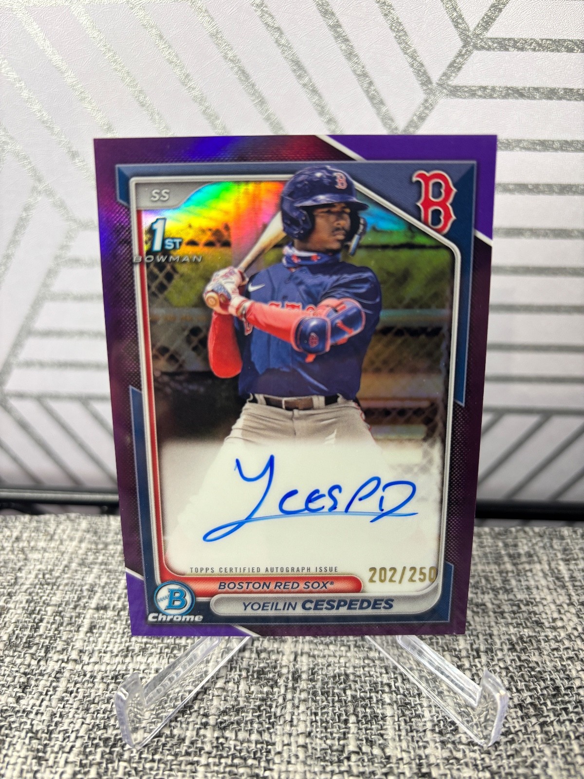 YOEILIN CESPEDES 2024 Bowman Chrome 1st Purple AUTO /250 Red Sox