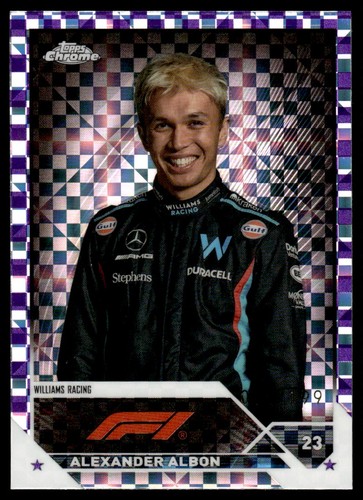 Bandiera a scacchi viola Topps Chrome Formula 1 2023 X-fractor Alexander Albon 50/199 - Foto 1 di 2