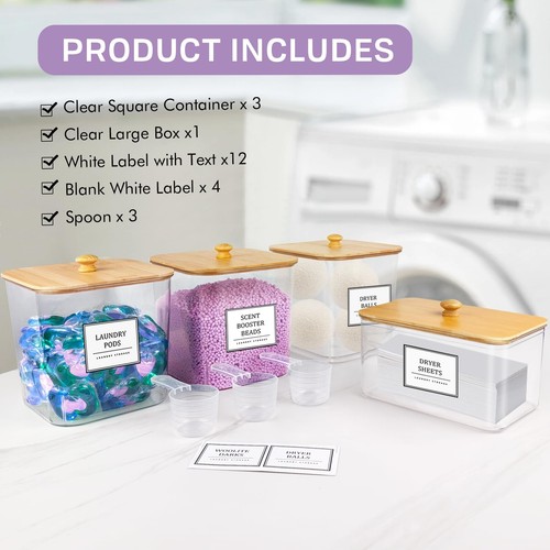 3+1 Pack Laundry Pods Container Clear Laundry Room Organization Containers La... - Picture 3 of 7