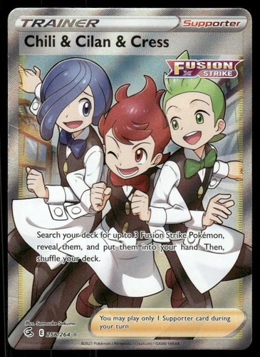 Chili & Cilan & Cress 258/264 Ultra Rare Fusion Strike Pokemon Near Mint