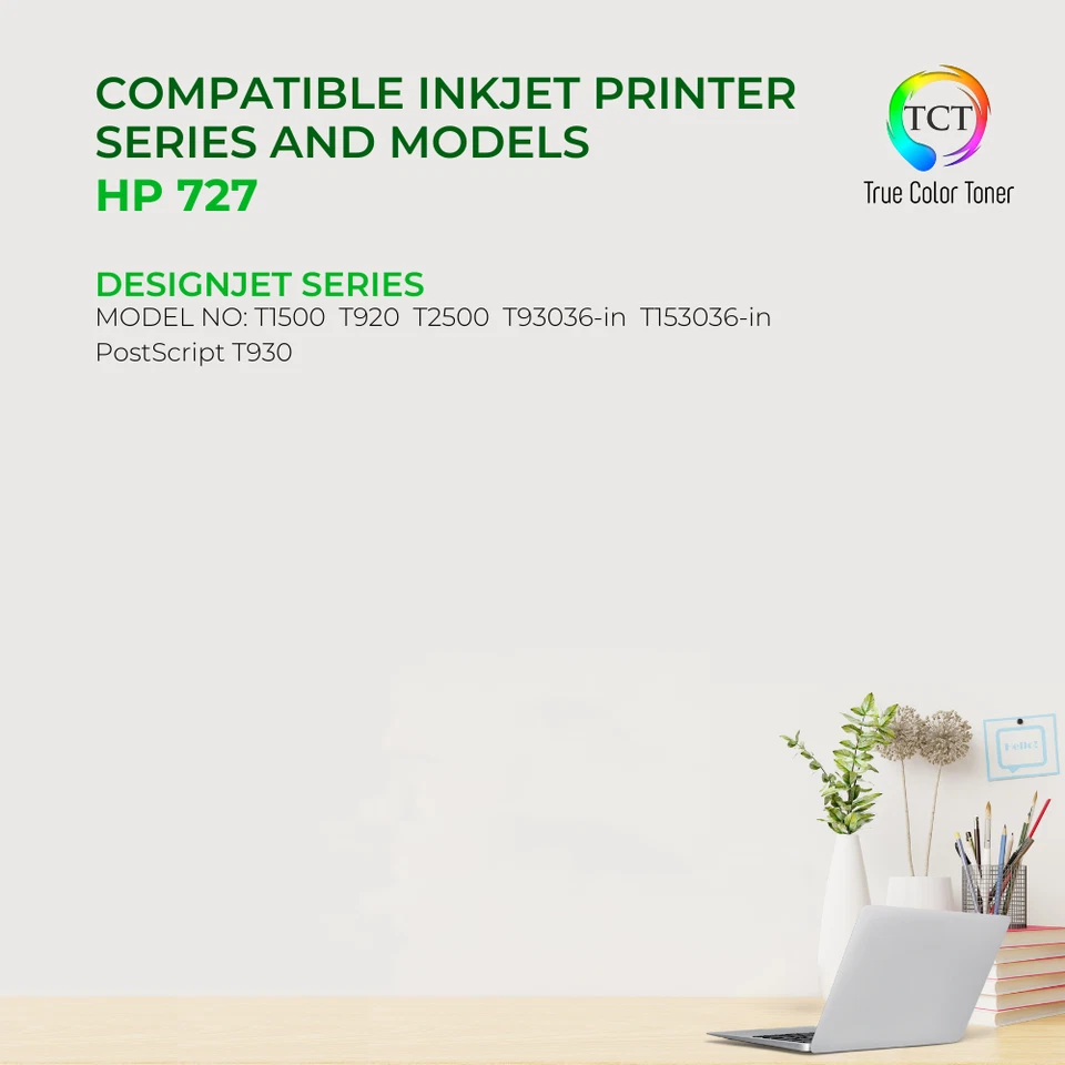 6Pk TCT Premium 727 MB/PB/C/C/Y/GY HY Compatible para Tinta HP DesignJet T920 T930 Foto 2 de 4