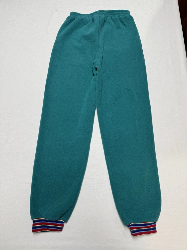 Vtg L.L. Bean Boys Large Pants 90s Teal Polyester Fleece - Image 3 of 4