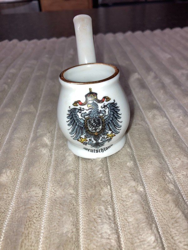 VINTAGE GERMAN PORCELAIN SCHNAPPES SIPPER PIPE SHOT GLASS