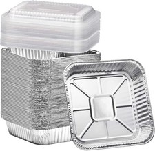 8x8 Aluminum Baking Cake Pans with Lids - 35 Pack Disposable Food Containers