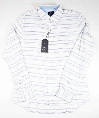 Ben Sherman Mens M Linen Shirt Long Sleeve Button Front Regular Fit White $99 - Picture 4 of 12