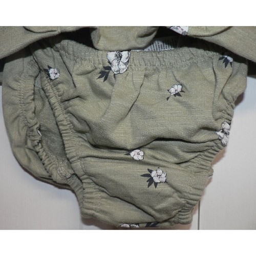 Jessica Simpson Long Sleeve Ruffle Dress &Diaper Cover In Floral Seagrass 18 Mth - Foto 3 di 5