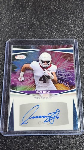 Isaac Tesla Rookie Card 2025 Sage #A-IT ISAAC TESLAA Auto Blue Rookie Autograph Tesla Lions | eBay
