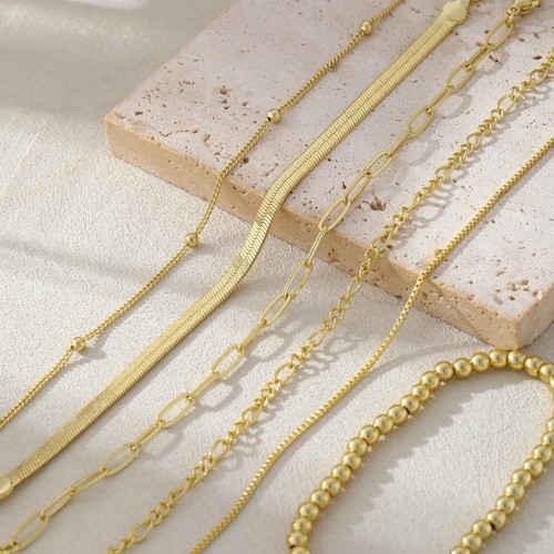 Goldarmbänder für Damen, 14K vergoldet Vorsteckarmbänder Trendy Perlen Herri - Bild 4 von 6