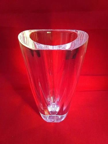 Heavy Orrefors Crystal Vase Hand Formed In Sweden Mid Century Modern w Label
