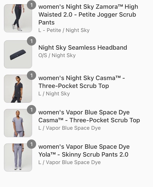 Figs Women’s Scrub Set LG Vapor Blue  Casma Top&Yola HW Skinny Scrub Pants Notes image 6