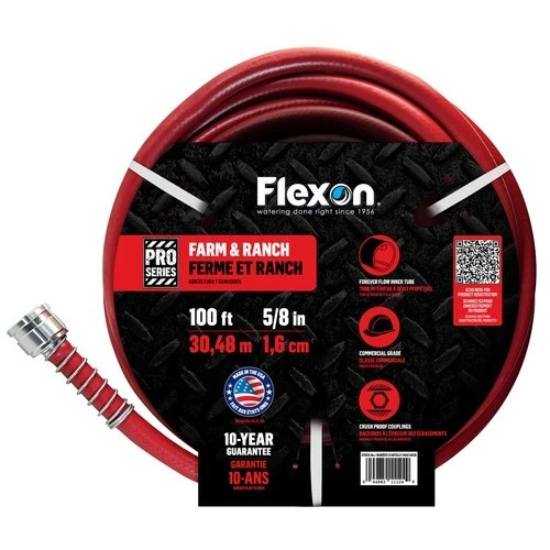 Flexon Pro Series Farm & Ranch 100 Fuß x 5/8 Zoll Gartenschlauch rot
