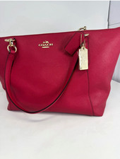 Coach Ava Tote Bright Pink Zip Top Gold Hardware Medium Lined Inner Pockets