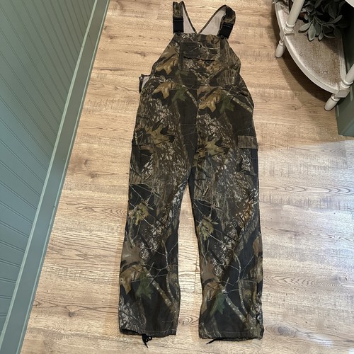 Field Staff Overalls Mens 38x30.5 Green Camo Mossy Oak Bib Hunting Cargo Cotton - Picture 1 of 13