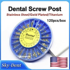 Dental Screw Post Steel/Gold Plated Titanium Kit Refill Conical Root Canal Pins