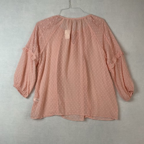 Camisa Top Cato Est 1946 Mujer L Melocotón Boho Pullover Transparente Manga 3/4 - Imagen 7 de 12