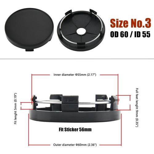 58MM/59MM/60MM/62MM/63MM/64MM/65MM/68MM Blank Wheel Cover Cap Center Hub Caps - Imagen 10 de 33