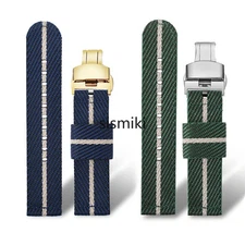 Nylon Canvas Durable Watch Band Strap Bracelet Deployment Clasp 18/20/22MM