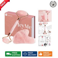 Energizing Rose Quartz Roller  Gua Sha Set - Fine Line Relief  Spa Experience