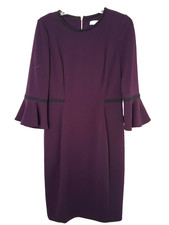 Calvin Klein Chiffon Bell Sleeve Sheath Dress Size 8 Office Siren Corp Core