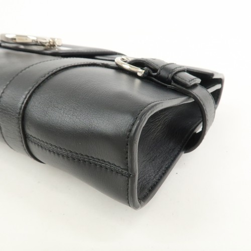 Ferragamo Gancini Leather 2Way Bag Hand Bag Shoulder Bag Black Auth Used F/S - Picture 10 of 24