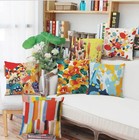 Watercolor Flower Cushion Geometric Pillow Pillowcase Seat Colourful Cushions