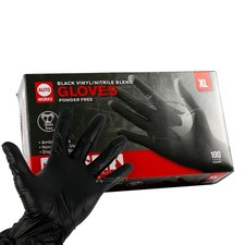 Black Nitrile Disposable Powder  Latex Free Industrial Gloves XL, Box of 100