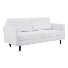 Modway Exalt Fabric Upholstered Tufted Sofa in White & Black
