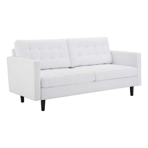 Modway Exalt Fabric Upholstered Tufted Sofa in White & Black - Picture 1 of 8