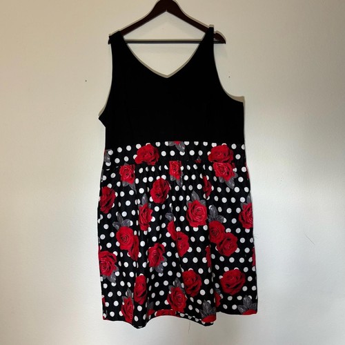 City Chic XXL/24 ärmelloses Fit & Flare Kleid rosa gepunktet - Bild 2 von 9