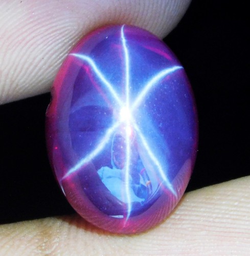 17.80 Ct  Natural 6 Rays Red Star Ruby Oval Cabochon Loose Gemstone Certified - Picture 10 of 11