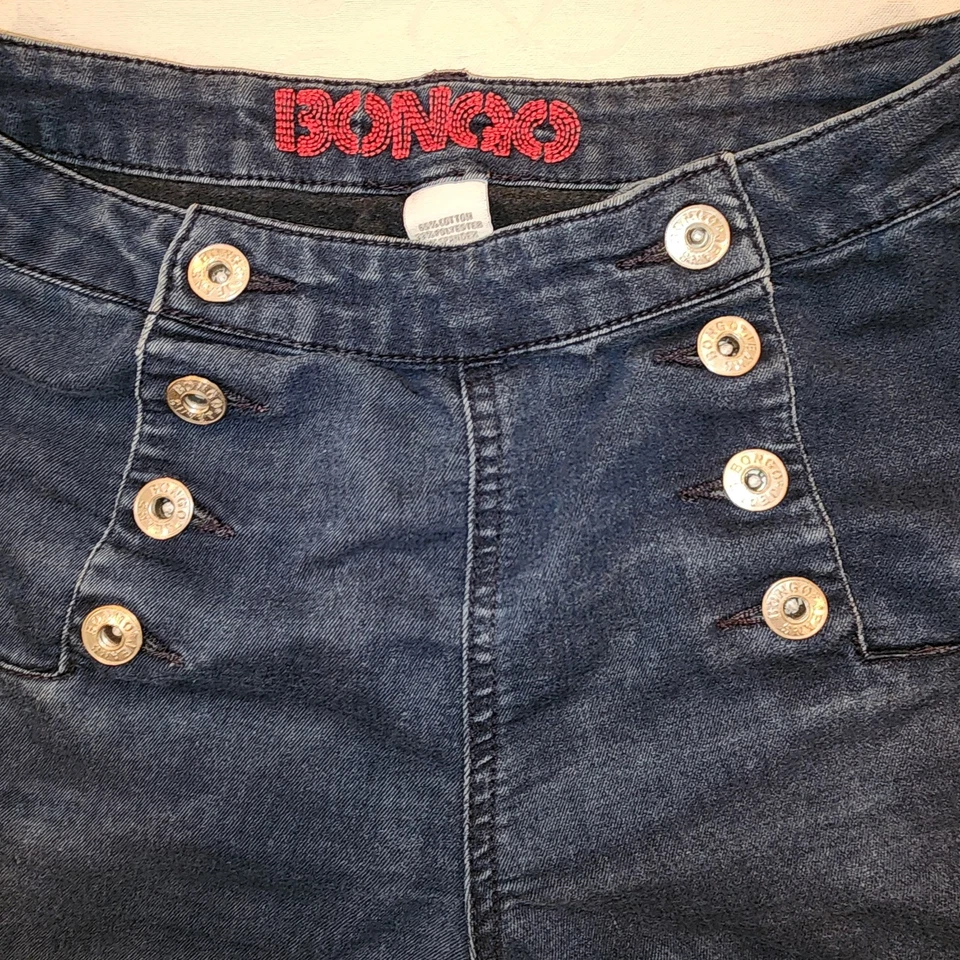 Y2K 复古 Bongo 高腰水手短裤女式 3 深水洗牛仔纽扣门襟 — 第 4/4 张图片