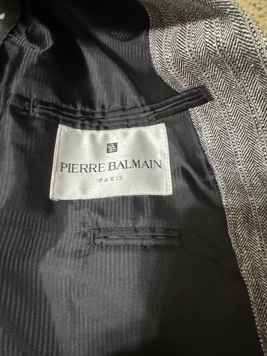 Blazer Pierre Balmain Para Hombres 44R Seda Lana Gris Un Pecho Espiga Chaqueta - Imagen 18 de 24