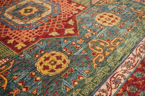 4 x 12 ft Green Mamluk Hand knotted Turkish Transitional Wide Runner Rug - Picture 9 of 18