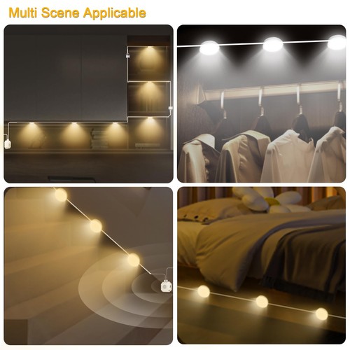 Luces con sensor de movimiento debajo del gabinete, 3 enchufables de color blanco, interior para cocina... - Imagen 5 de 6