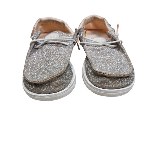 Hey Dude Wendy Metallic Sparkle Rose Gold Slip On Loafers Casual Shoes Glitter 7 - Picture 10 of 13