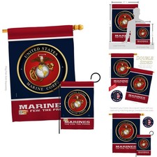 Proud Marine Corps Garden House Flag USMC Double-Sided Made In USA 28 X 40