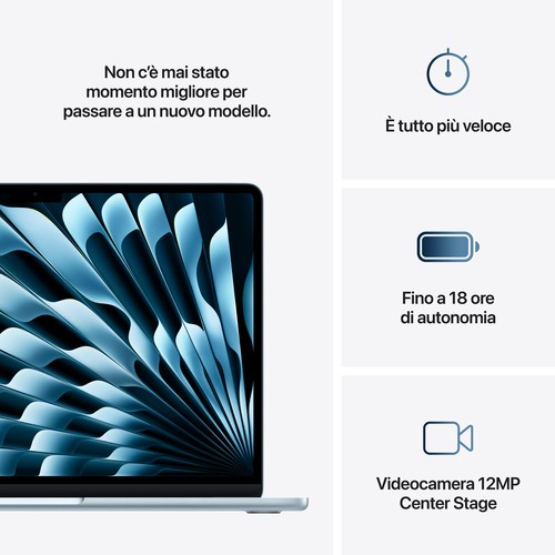 Apple Macbook Air M4 2025 Display 13.6" 10C 10G 16Gb Ram 512GB Sky Blue Mc6u4t/a - Foto 6 di 7