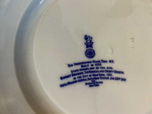 1911 Old Vanderheyden House, Troy, New York Royal Doulton Banquet Plate - Picture 6 of 6