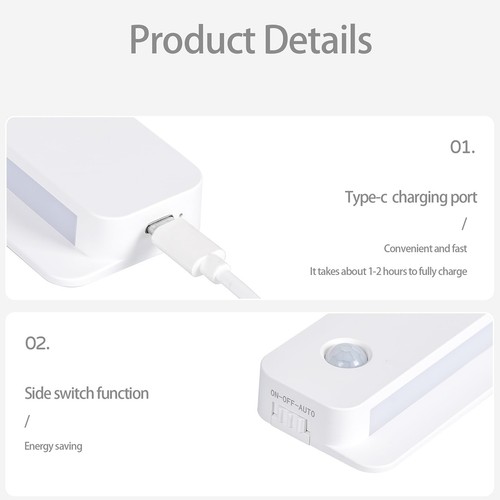 Sensor LED Night Light Magnetic Wireless Motion Rechargeable Bed Mini Small Lamp - Picture 8 of 9