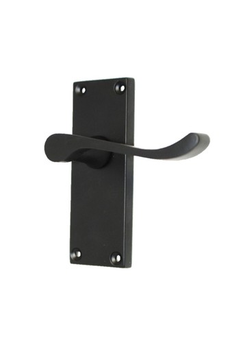 Matt Black Victorian Scroll Door Handle Lever Latch, Including Tubular Latchx4,h - Picture 3 of 12