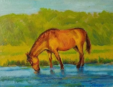Horse Impasto Painting Original Art Impressionistic Oil Painting 9 x 11.8 in