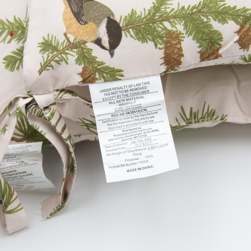 Beautiful Birds Chair Cushion Pads in Ivory 17 x 17 inch Square, 2 Pack - Picture 7 of 7