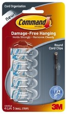 Command Clear Round Cord Clips With Clear Strips17017clr - 4 / Pack - Clear