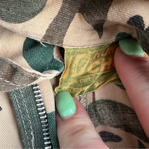 Vintage Hunter’s Choice Cotton Tan Frog Camo Coveralls Jumpsuit MEDIUM - Picture 4 of 11
