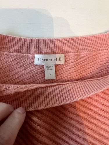 Garnet Hill Womens L Angled Rib Cashmere Sweater Pink Minimalist Quiet Luxury - Picture 4 of 6